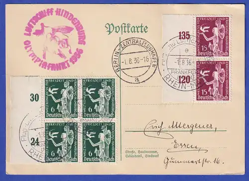 Dt. Reich Zeppelin-Karte LZ 129 Olympiafahrt, 1.8.1936 gelaufen nach Essen