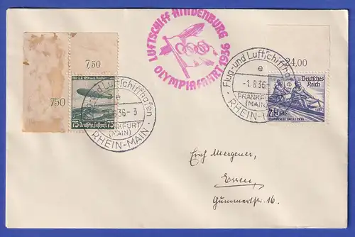 Dt. Reich Zeppelin-Brief LZ 129 Olympiafahrt 1.8.1936 gelaufen nach Essen