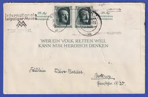 Dt. Reich 1937 Einzelmarke aus Hitler-Block Mi.-Nr. 648 MEF auf Brief O ESSEN