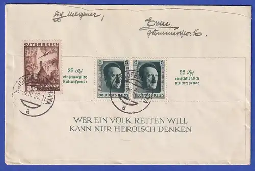 Dt. Reich 1937 Mi.-Nr. 650 aus Hitler-Block MIF auf Brief aus Waidhofen/Thaya