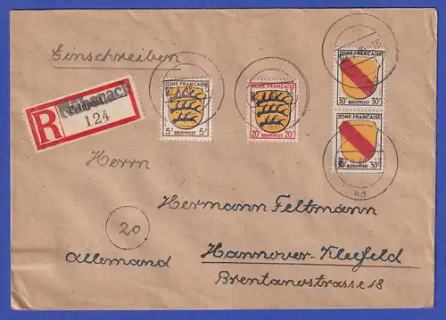 Franz. Zone Wappen MIF auf Brief aus Rübenach mit Orts-Notstempel. 