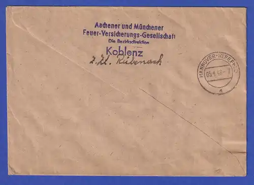 Franz. Zone Wappen MIF auf Brief aus Rübenach mit Orts-Notstempel. 