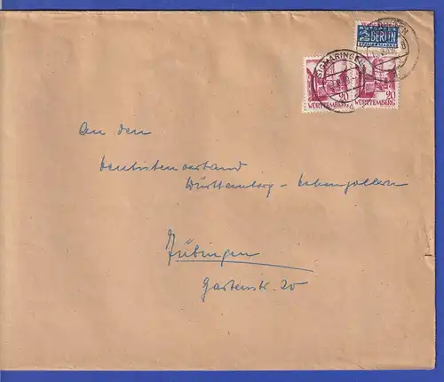 Franz. Zone Württemberg großf. Brief  mit MEF 20Pfg Mi.-Nr.34 O SIGMARINGEN