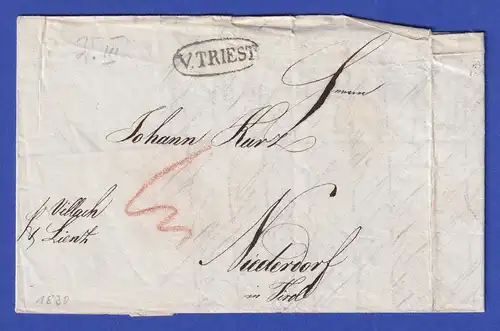 Österreich Geschäftsbrief mit Oval-Stempel V.TRIEST von 1830