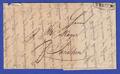 Österreich Geschäftsbrief mit Ovalstempel TRENTO 1833