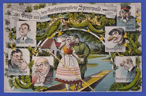 AK Gurkenparadies Spreewald humoristisch, gelaufen 1925