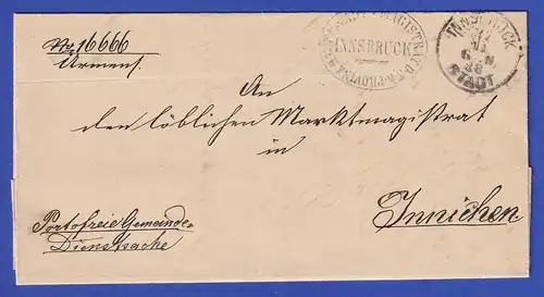 Österreich Dienstbrief mit Rundstempel INNSBRUCK STADT 1888