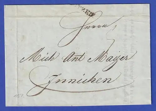 Österreich Geschäftsbrief mit Einzeiler BOTZEN 1836