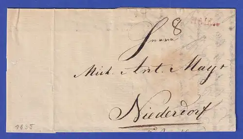 Österreich Geschäftsbrief mit Einzeiler HALL 1835