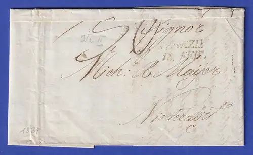 Österreich Geschäftsbrief mit Zweizeiler VENEZIA, vom Jahre 1834