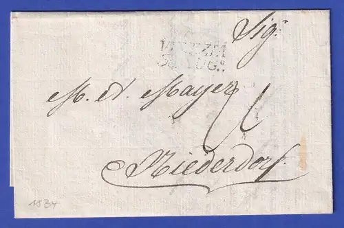 Österreich Geschäftsbrief mit Zweizeiler VENEZIA vom Jahre 1834