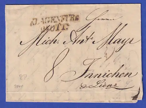 Österreich Geschäftsbrief mit Zweizeiler KLAGENFURT von 1841