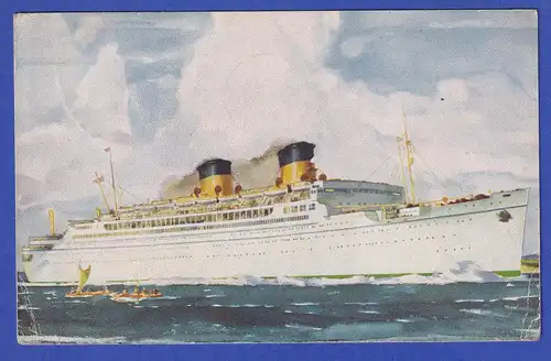 AK Luxusliner Mariposa, gelaufen 1939 von Pago-Pago auf Samoa nach München