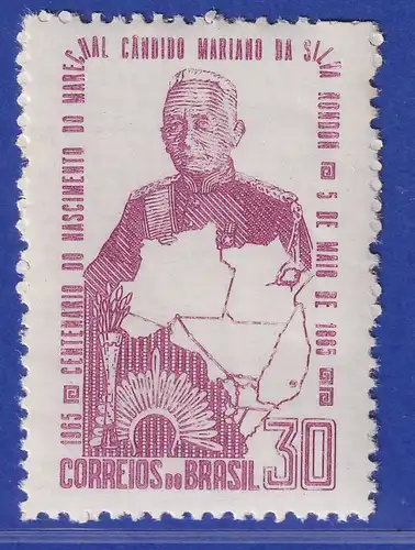 Brasilien 1965 100. Geburtstag von Marschall Rondon Mi.-Nr. 1076 **