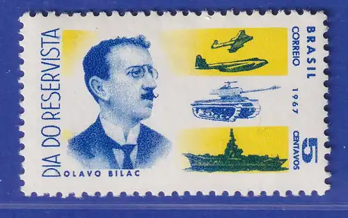 Brasilien 1967 Tag der Reservisten Olavo Bilac Journalist Mi.-Nr. 1159 **