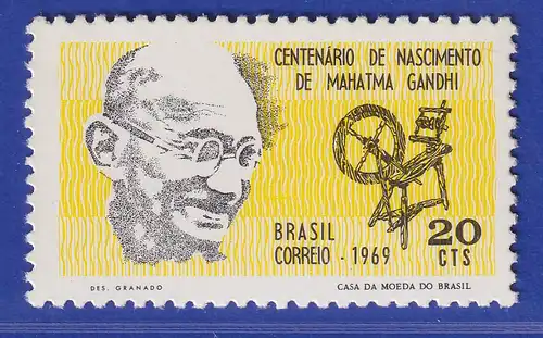 Brasilien 1969 100. Geburtstag von Mahatma Gandhi, Spinnrad Mi.-Nr. 1230 **