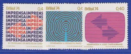Brasilien 1974 Medien Presse Rundfunk Fernsehen Mi.-Nr. 1426-28 **