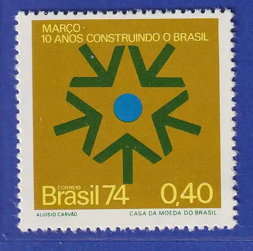 Brasilien 1974 10 J. Militärputsch Pfeile bilden einen Stern Mi.-Nr. 1429 **
