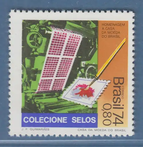 Brasilien 1974 Tag der Briefmarke , Rotationsdruckmaschine, Mi.-Nr. 1436 **