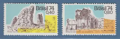 Brasilien 1974 Tourismus Nationalpark Sete Cidades und Ruinen Mi.-Nr. 1437-38 **