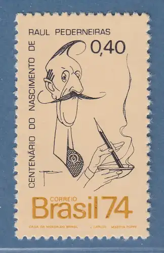 Brasilien 1974 Raul Pederneiras Journalist Bildhauer Mi.-Nr. 1447 **