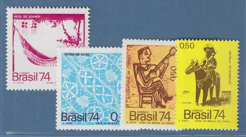 Brasilien 1974 Volkskunst Hängematte Reiter Klöppelspitze Mi.-Nr. 1453-57 **