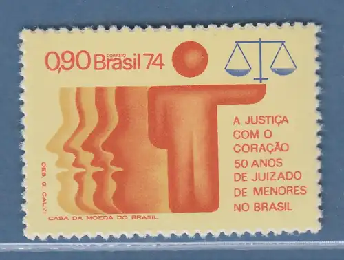 Brasilien 1974 Jugendgericht Figur mit Waage der Gerechtigkeit Mi.-Nr. 1465 **