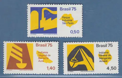 Brasilien 1975 Wirtschaft und Industrie SP, Acre, Amapá Mi.-Nr. 1468-70 **