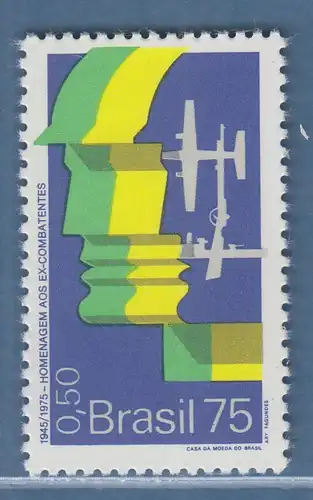 Brasilien 1975 Beendigung des 2. Weltkrieges Soldaten Flugzeug Mi.-Nr. 1487 **