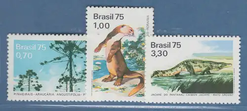 Brasilien 1975 Naturschutz Riesenotter Brillenkaiman Mi.-Nr. 1488-90 **