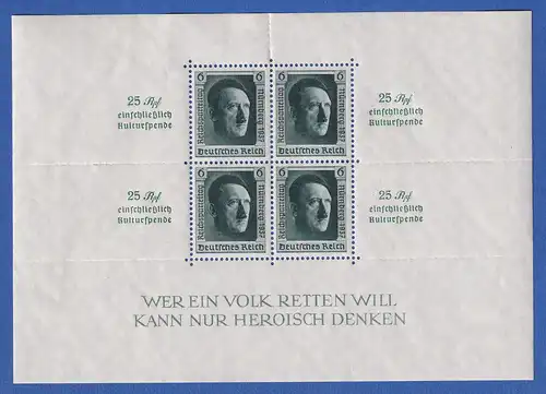 Dt. Reich 1937 Hitler-Reichsparteitag Mi-Nr. Block 11 **, Top-Qualität !