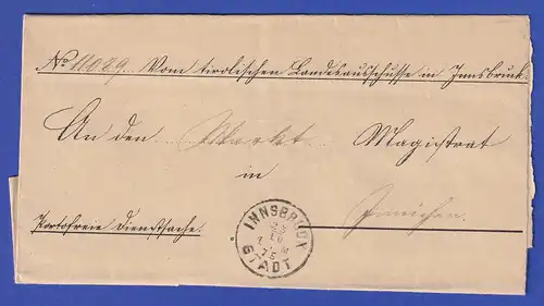 Österreich Dienstbrief mit Rundstempel INNSBRUCK STADT von 1875