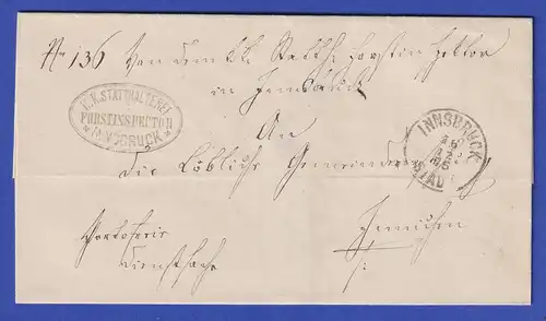 Österreich Dienstbrief mit Rundstempel INNSBRUCK STADT 1875/1876