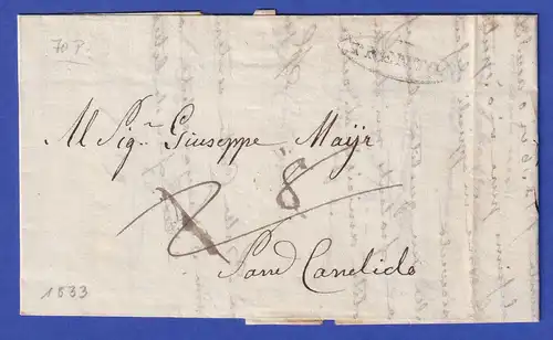 Österreich Geschäftsbrief mit Ovalstempel TRENTO von 1833