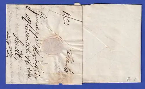 Österreich Geschäftsbrief mit Ovalstempel TRENTO von 1833