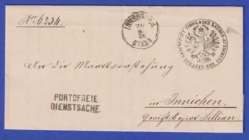 Österreich Dienstbrief mit Zweizeiler PORTOFREIE DIENSTSACHE 1876