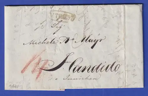 Österreich Geschäftsbrief mit Oval-Stempel V.TRIEST vom Jahre 1830