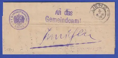 Österreich Dienstbrief mit Rundstempel LIENZ 1913