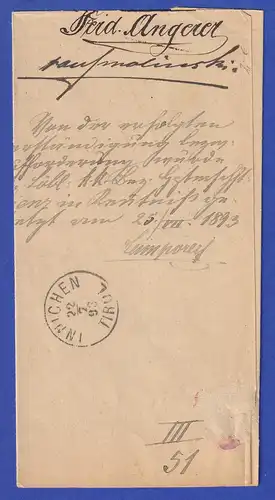 Österreich Dienstbrief mit Rundstempel LIENZ 1893