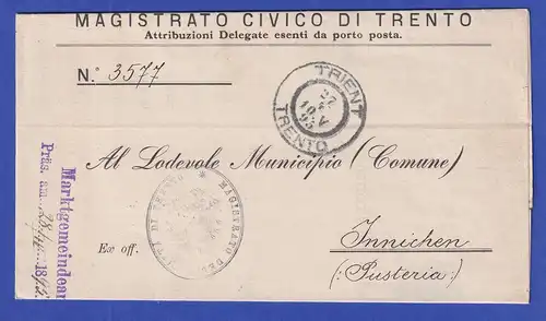 Österreich Dienstbrief mit Rundstempel TRIENT TRENTO 1985