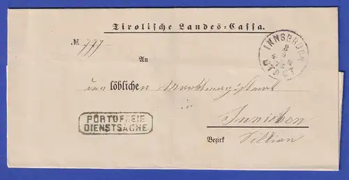Österreich Dienstbrief mit Rundstempel INNSBRUCK STADT 1875