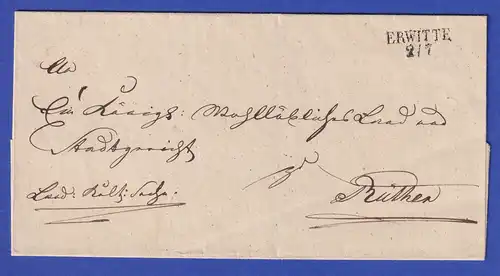 Preußen Dienstbrief mit Zweizeiler ERWITTE, ca. 1825