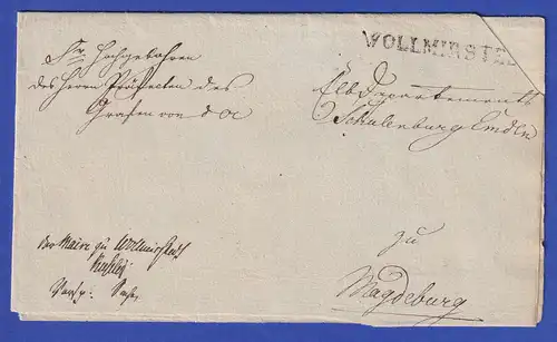 Preußen Dienstbrief mit Einzeiler WOLLMIRSTEDT 1809