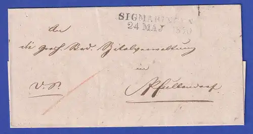 Württemberg Dienstbrief mit Zweizeiler SIGMARINGEN 1850