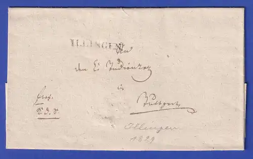 Württemberg Dienstbrief mit Einzeiler ILLINGEN 1829