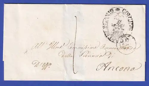 Italien Dienstbrief mit Ovalstempel COMUNE DI CASTEL PLANIO u. Rundstempel 1857?