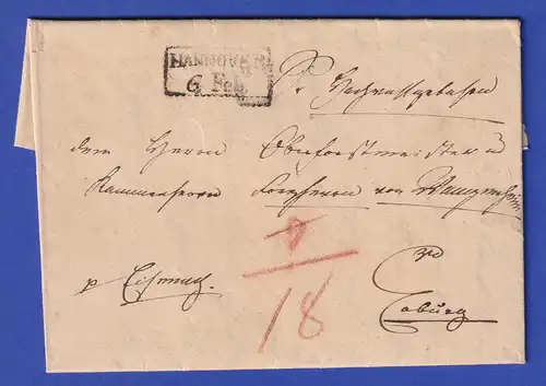 Preußen Dienstbrief mit Kastenstempel HANNOVER 1823