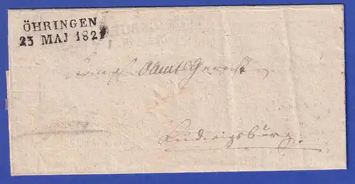 Württemberg Dienstbrief mit Zweizeiler ÖHRINGEN 23 MAJ 1821