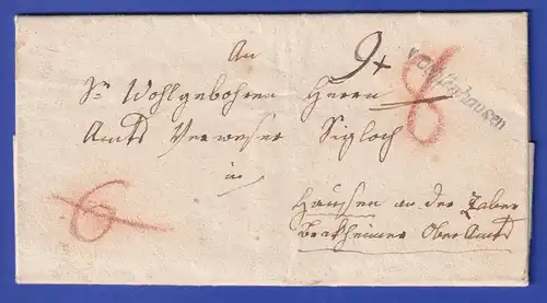 Württemberg Dienstbrief mit Einzeiler v.Ochsenhausen 1834