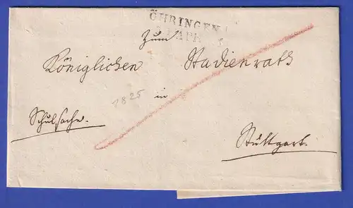 Württemberg Dienstbrief mit Einzeiler ÖHRINGEN 1825
